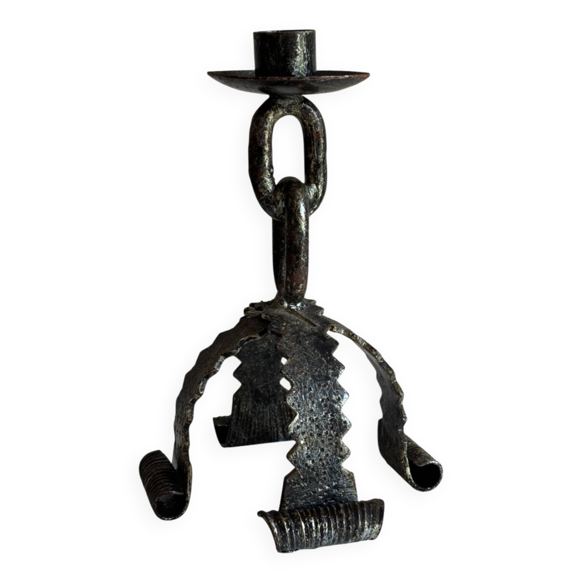 Brutalist metal candle holder