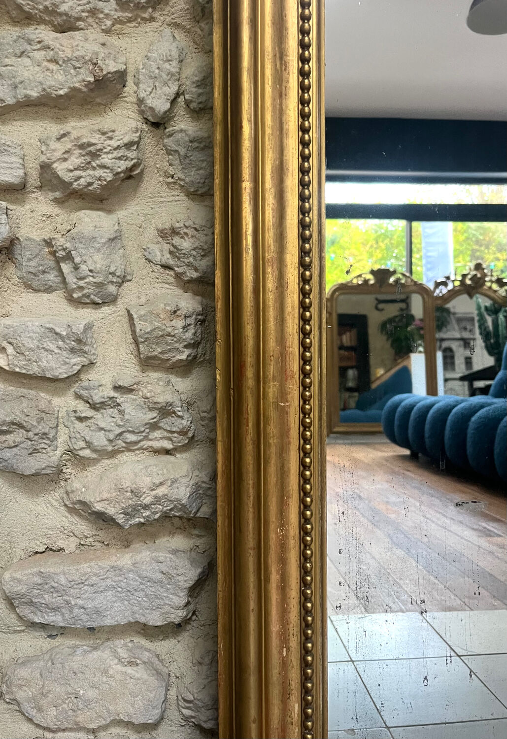 Louis-Philippe gilded fireplace mirror (trumeau style)