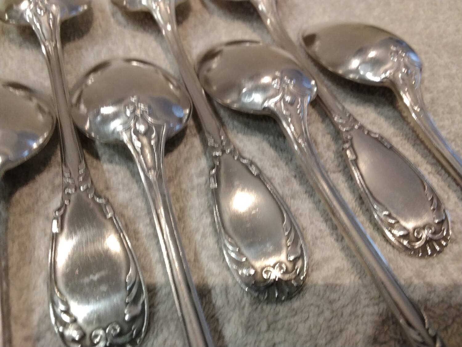 11 silver-plated dessert spoons, OD style, Louis XVI style