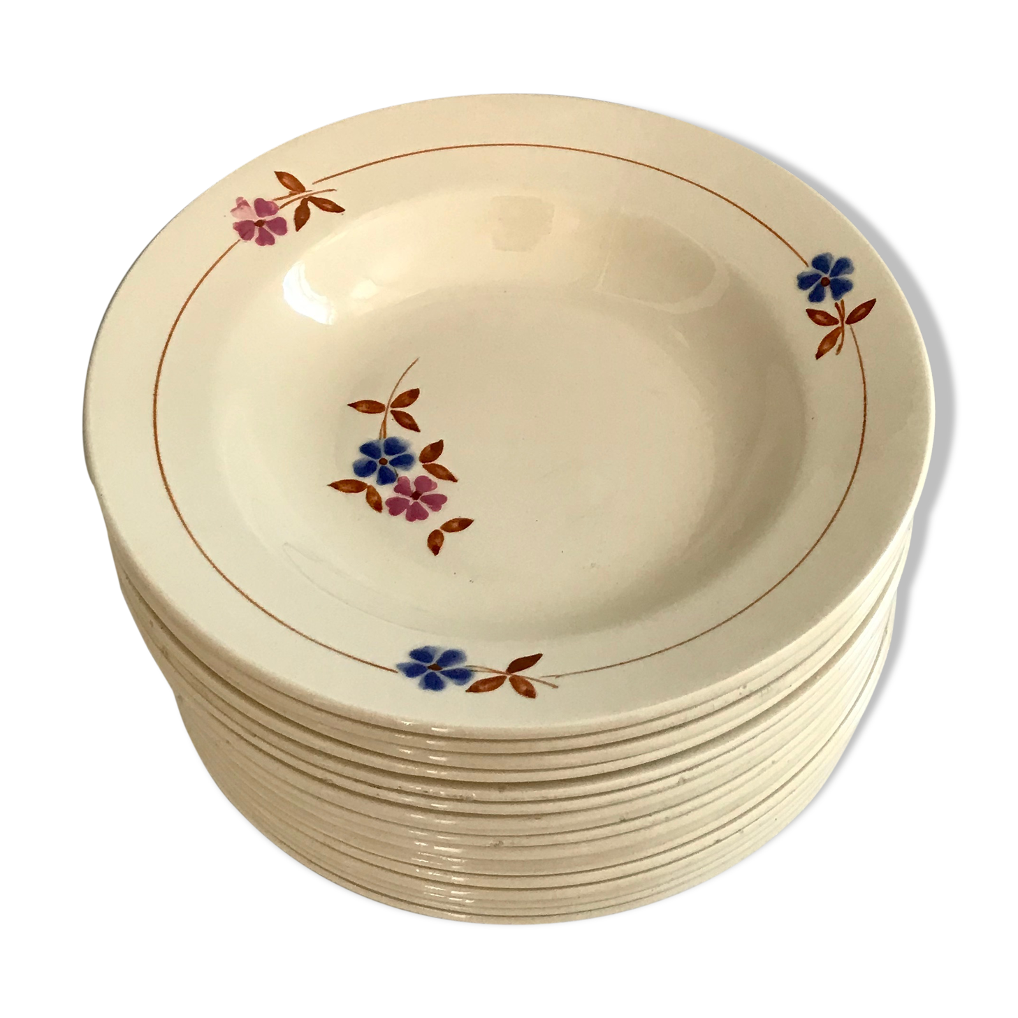 Lot of 16 plates Moulin des Loups Orchies "Germaine"