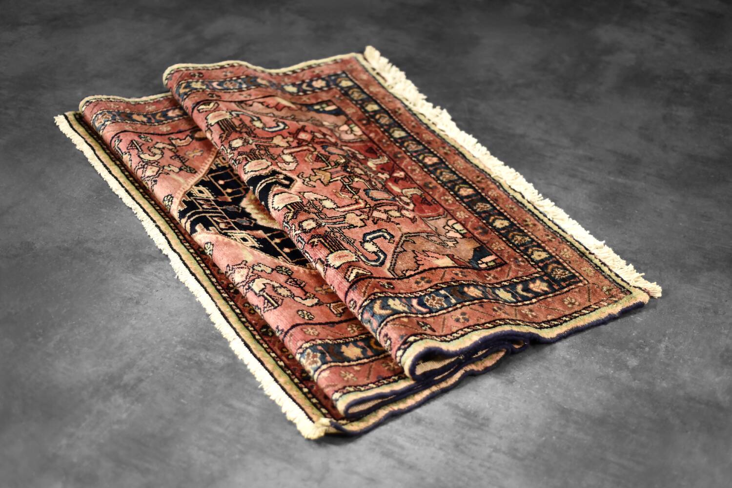 Vintage Hand-Woven Oriental Middle Eastern Zanjan Hamadan Rug, 1960s