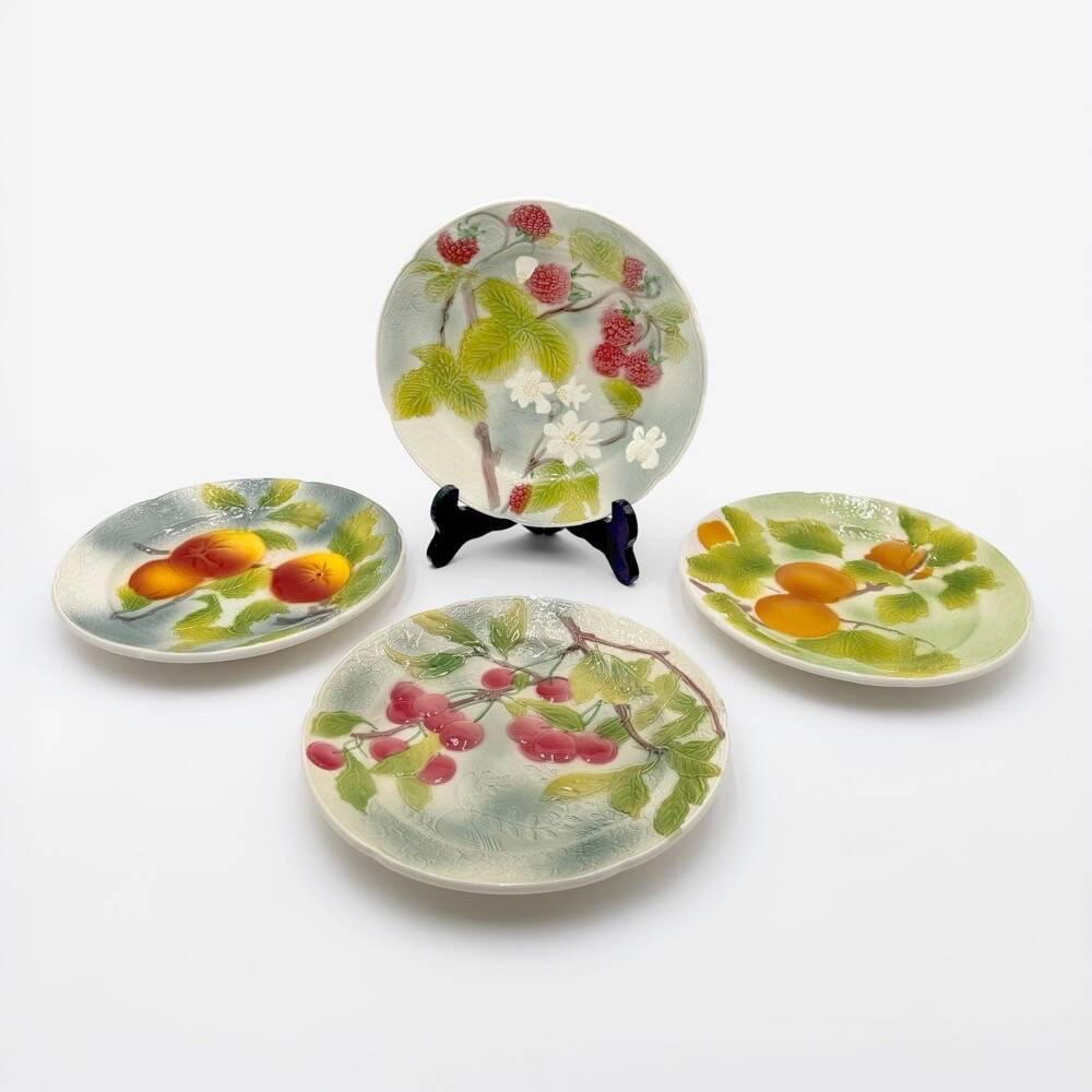 Saint-Clément "Orchard" Mid-Century Barbotine Plates