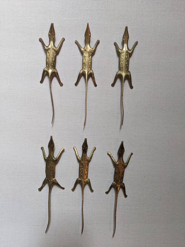 African art bronze crocodile knife holder, handcrafted