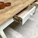 Farm table with off-white legs.