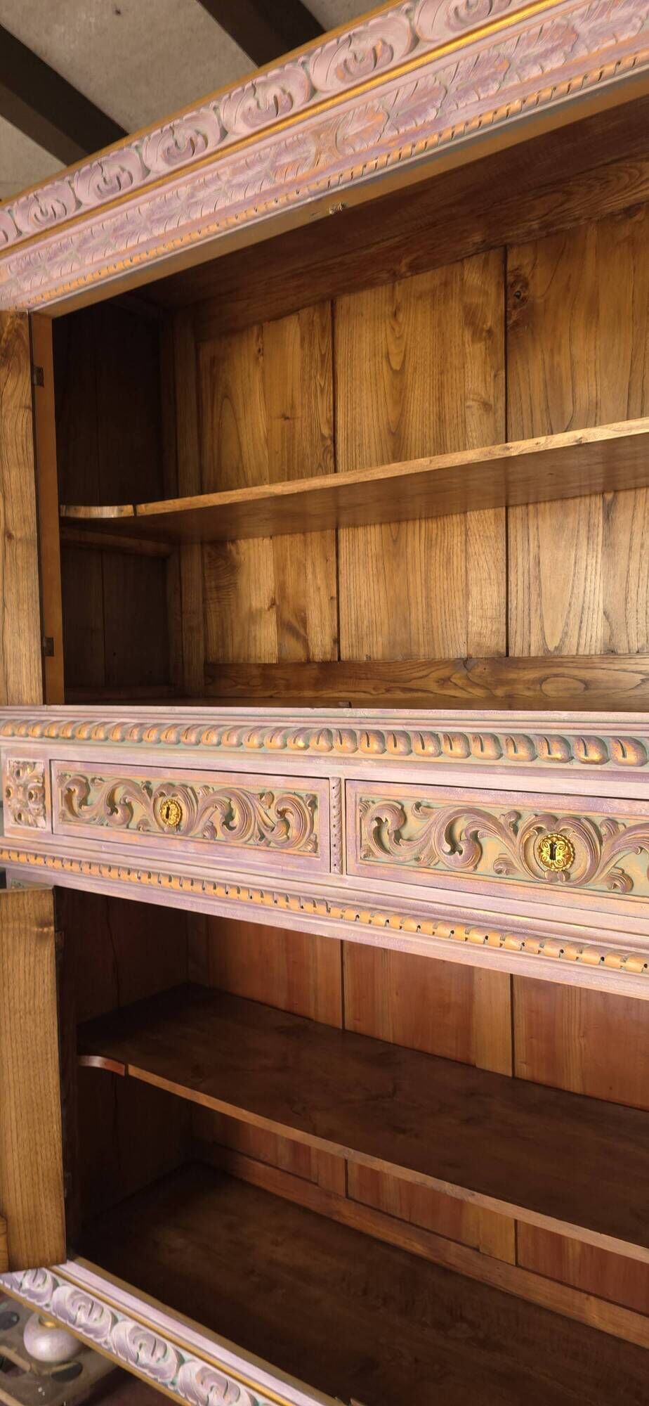 19th-century Renaissance Revival two-body cabinet: inspired by Monet's water lilies.