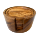 6 coasters in olive wood and their storage box