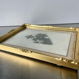 Antique  Frame gilded wood measurements 22 cm x 17  cm Convex Glass