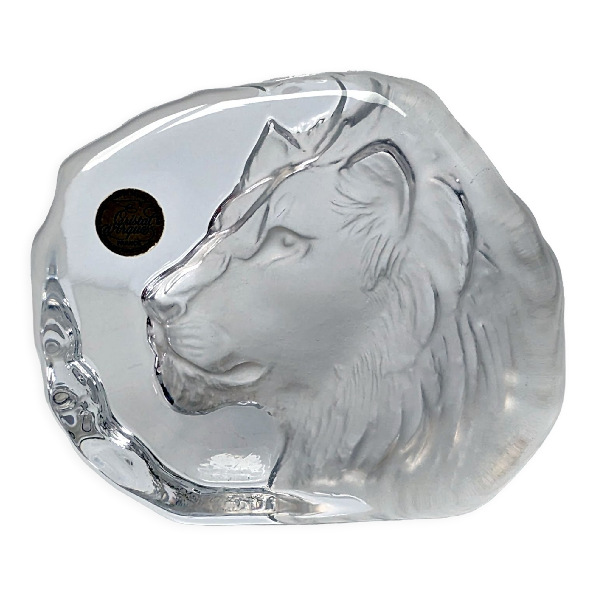 Paperweight Lion head sculpture Arques Crystal