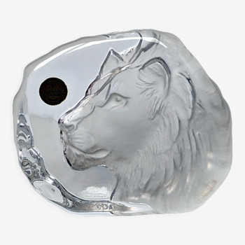 Paperweight Lion head sculpture Arques Crystal