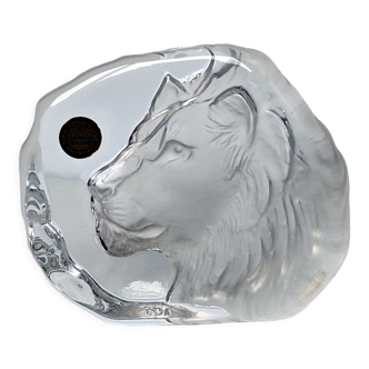 Paperweight Lion head sculpture Arques Crystal