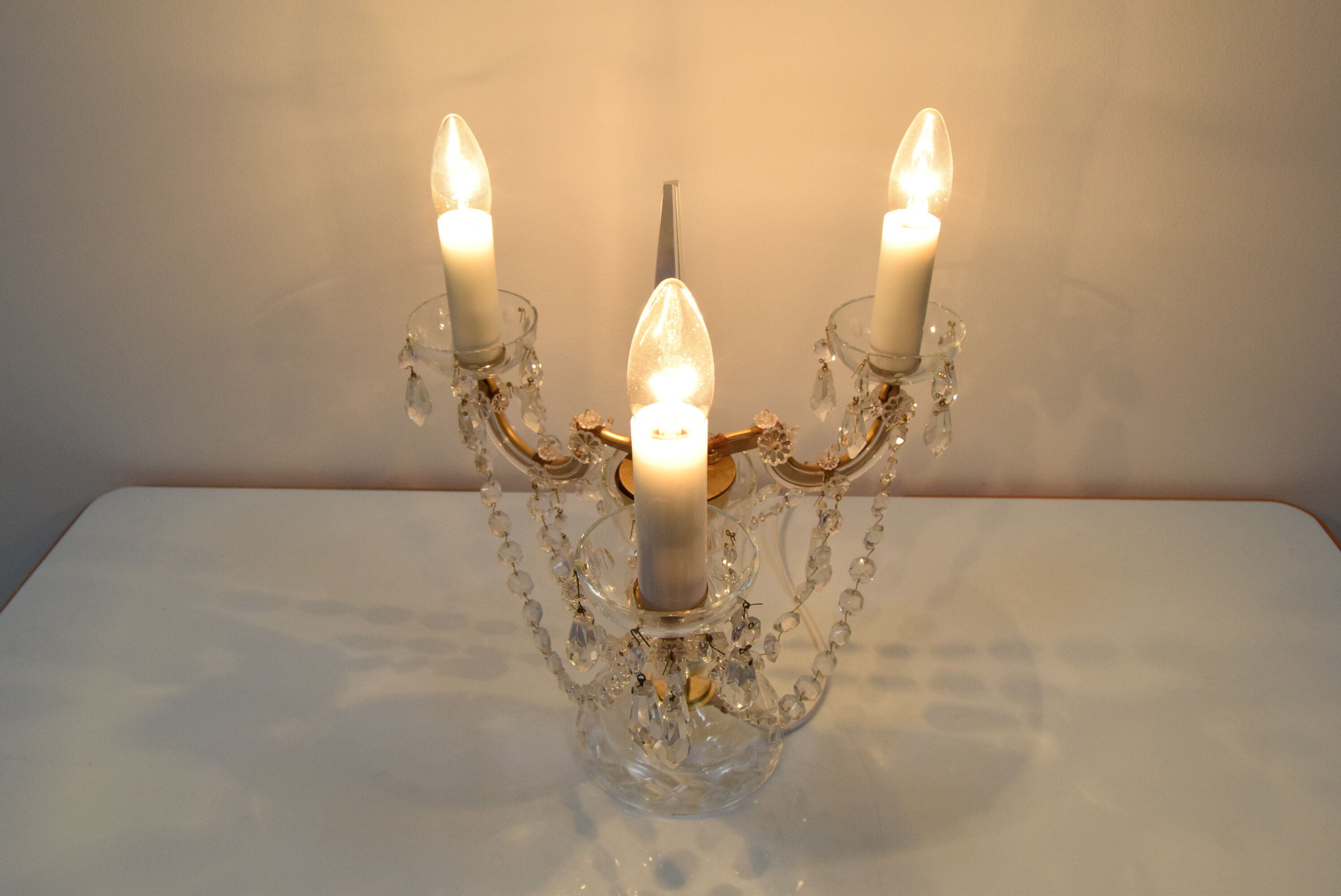 Mid-century Crystal Glass Table Lamp  by kamenicky Senov,1960's.