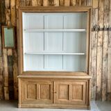 Two-body sideboard, bookcase, dresser in restored solid oak