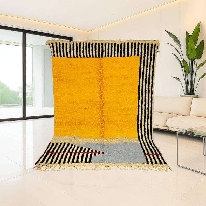 Tapis en laine pure fait main traditionnelle taille 1,4/2,6 m