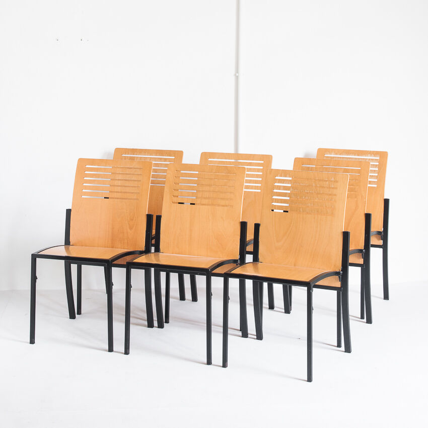 Set of 7 vintage Robert chairs by Thomas Albrecht for Atoll, Germany 1980