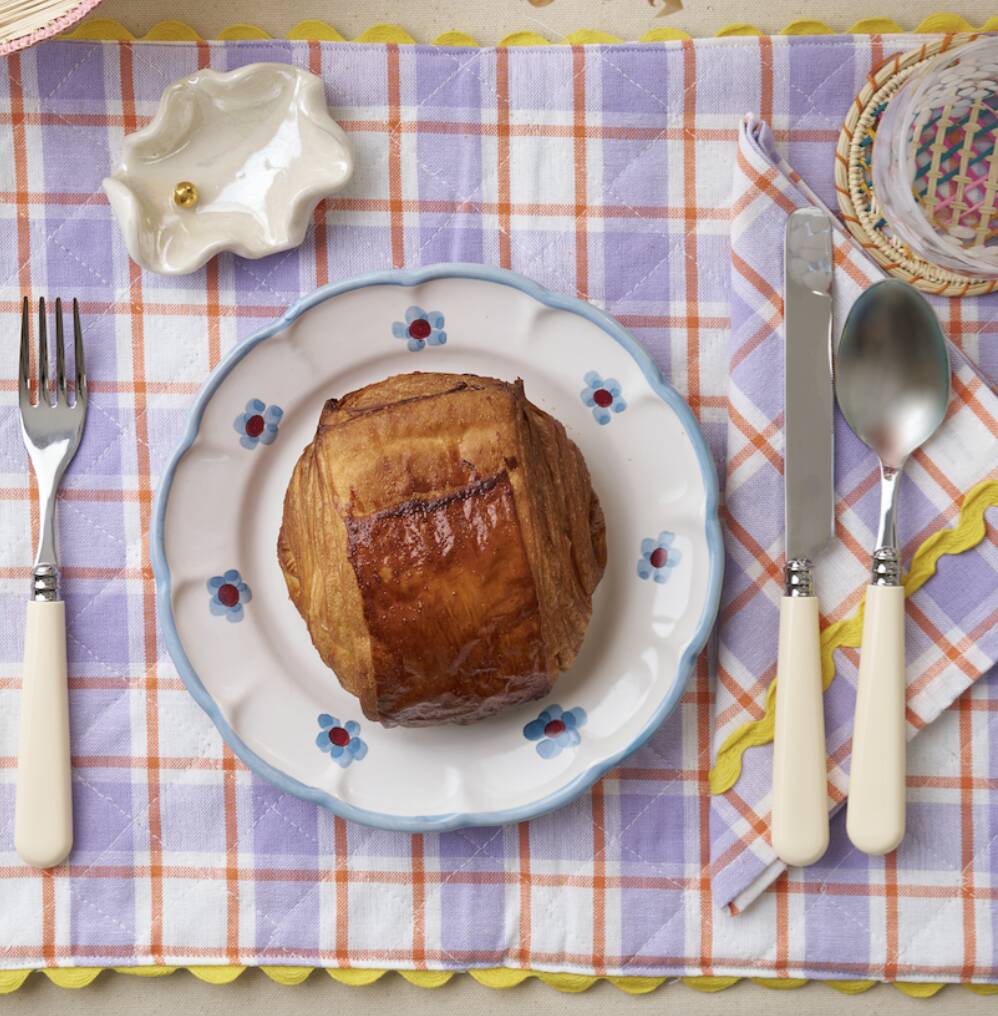 Pair of purple and yellow napkins