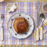 Pair of purple and yellow napkins