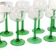 Set of 12 Vintage Luminarc Alsace Wine Glasses Thick Green Stems