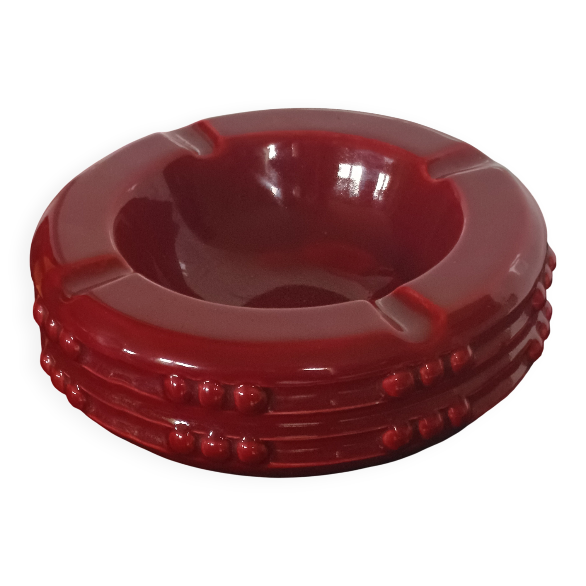 Vintage ashtray Saint-Clément signed B. Letalle – ruby red – 1950s/7