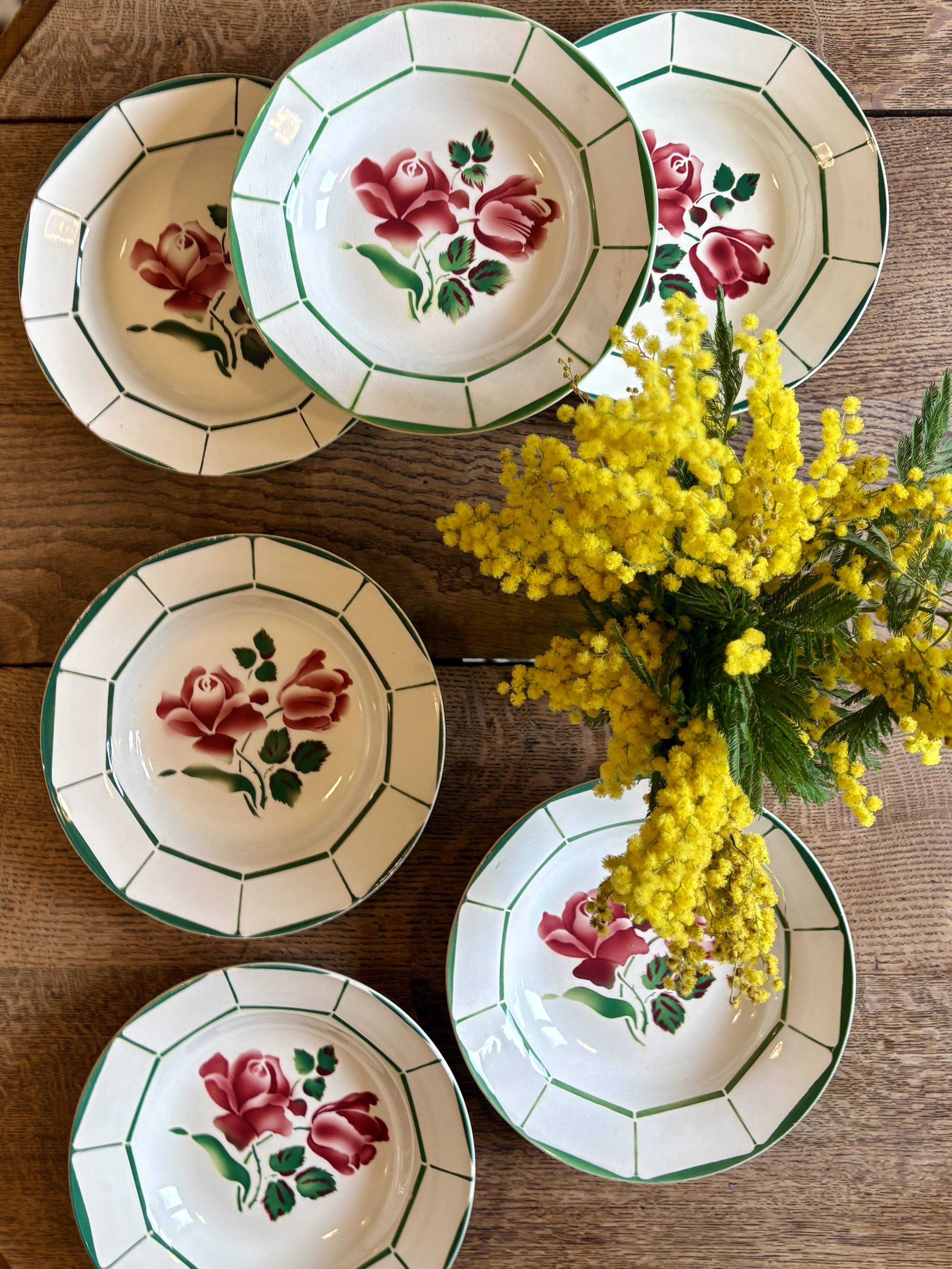 Lot de 6 assiettes creuses Monique de Digoin Sarreguemines
