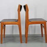 1960s Set Of 6 Teak Dining Chairs in Leatherette , Denmark