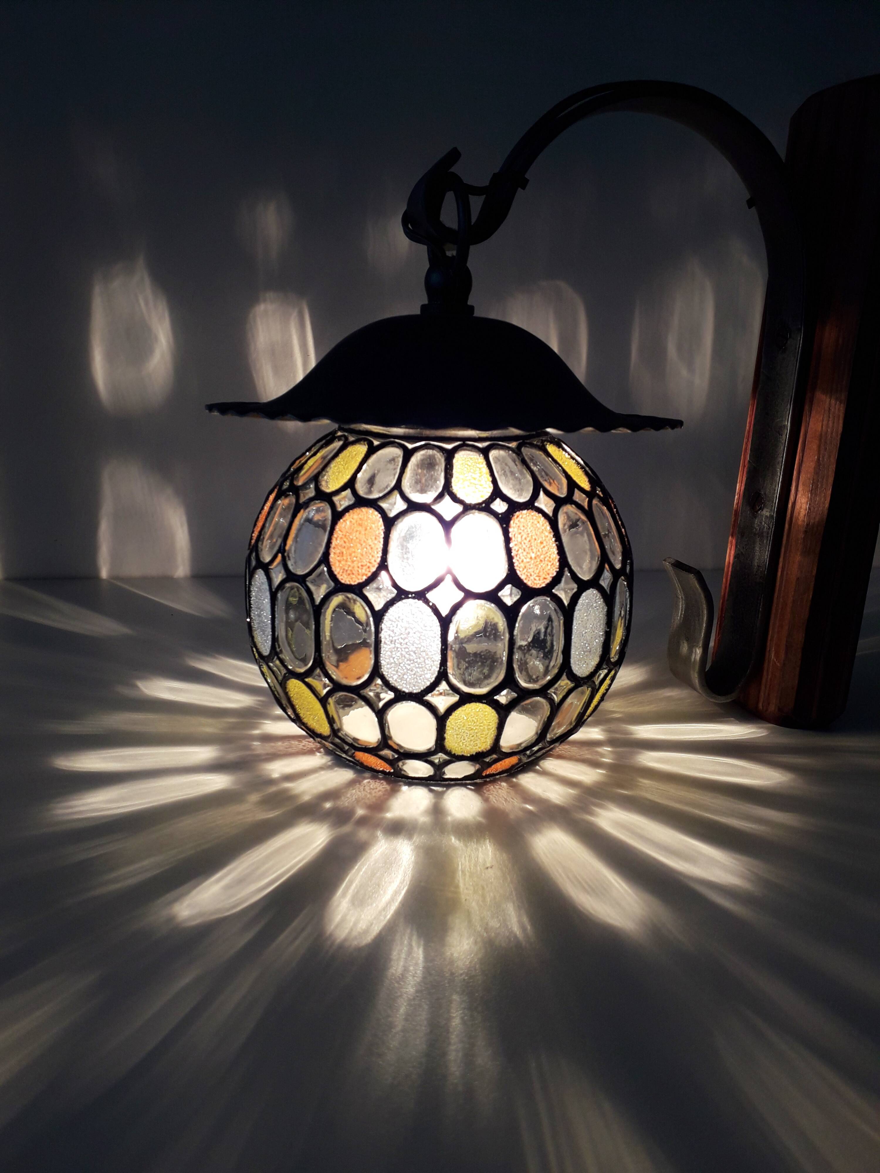 Retro wall light - Globe colored cloisonné glasses. - 1950-60