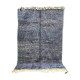 Moroccan Berber carpet Beni Ouarain intense blue with pink diamonds 3.06x2,16m