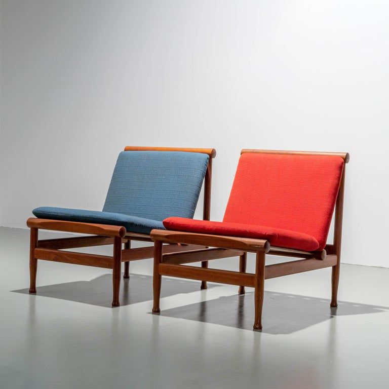Set of 2 teak lounge chairs by Kai Lyngfeld Larsen Denmark 1960s