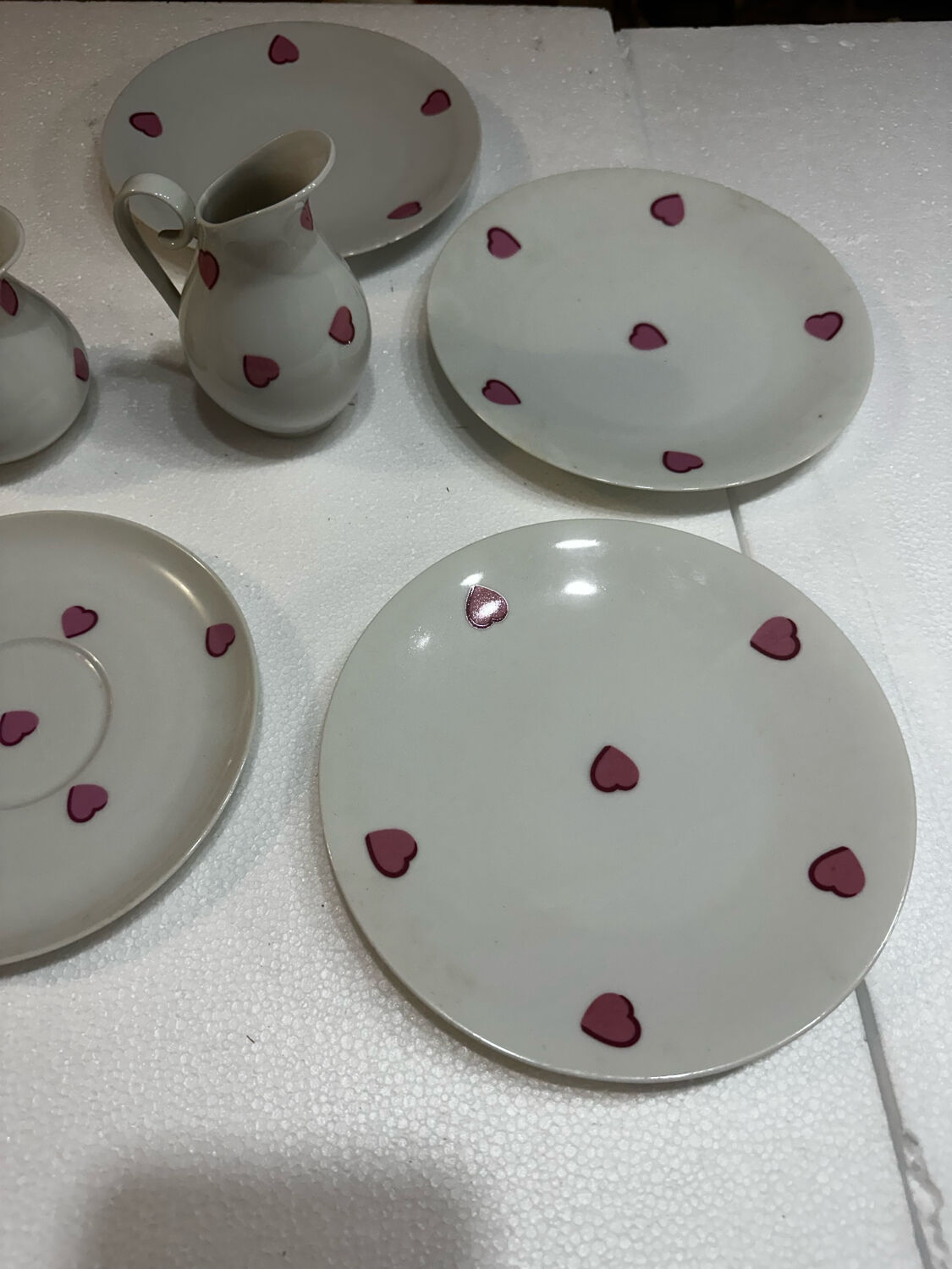 Breakfast Service D. Porthault Limoges Pink Hearts 10 Pcs