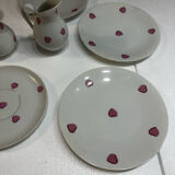Breakfast Service D. Porthault Limoges Pink Hearts 10 Pcs