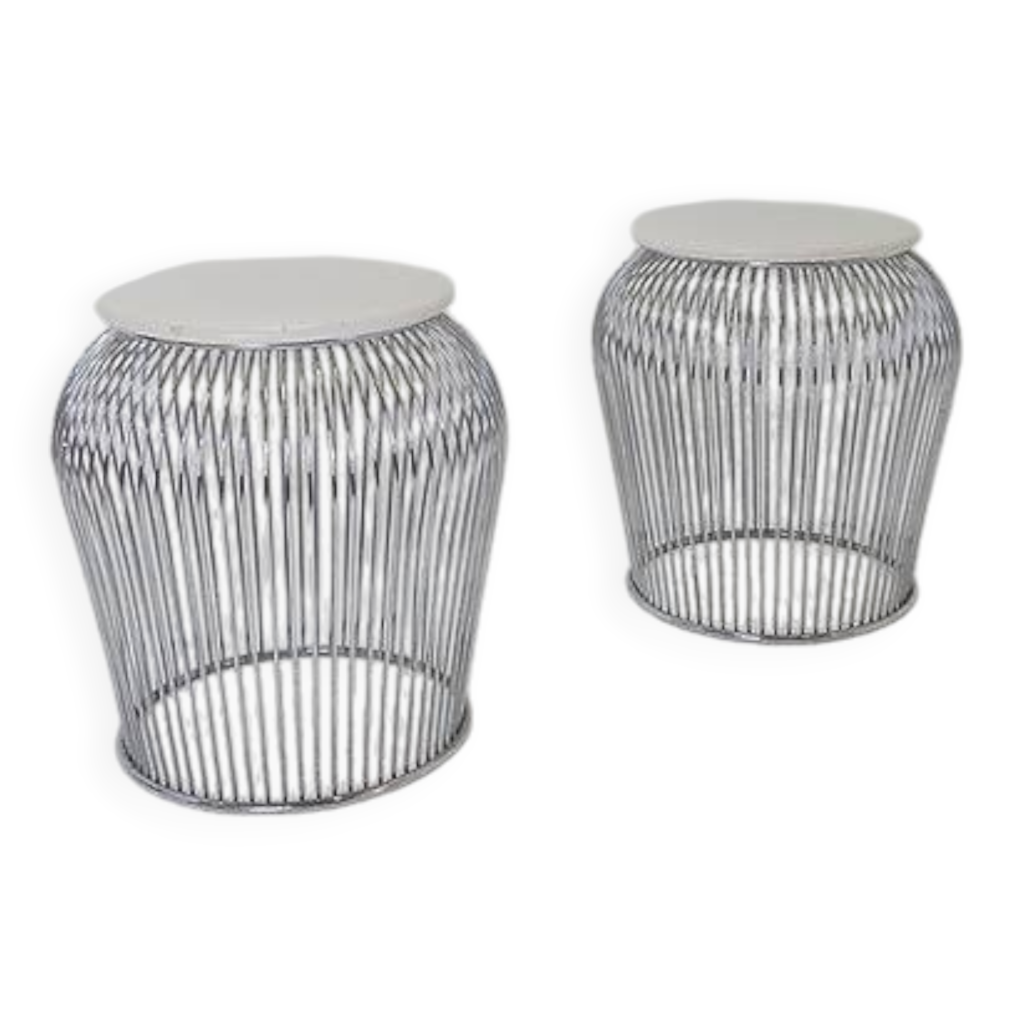 Pair of wire stools - 1970s