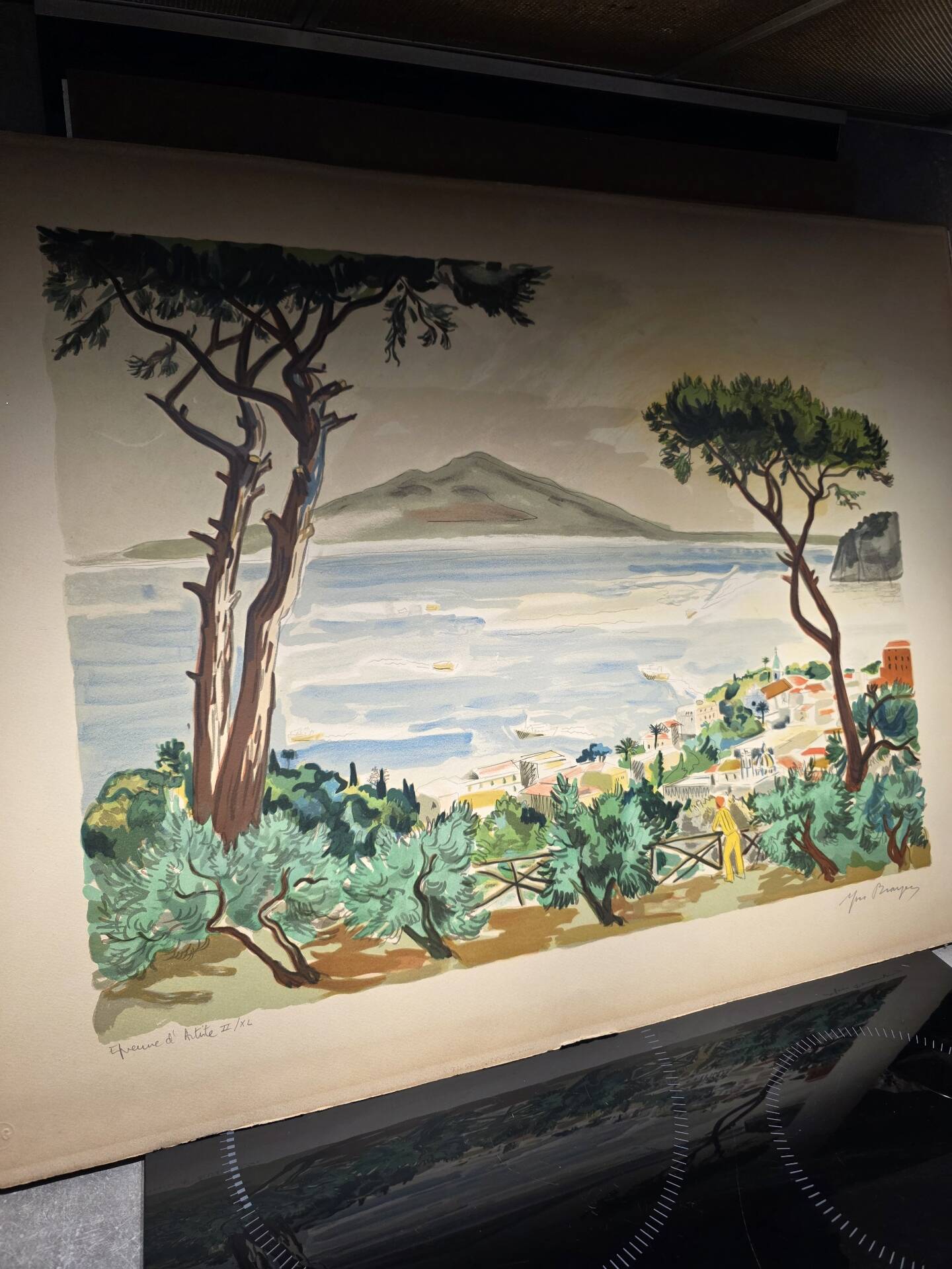 Lithograph by Yves Brayer "Bay of Naples" with certificate of authenticity.