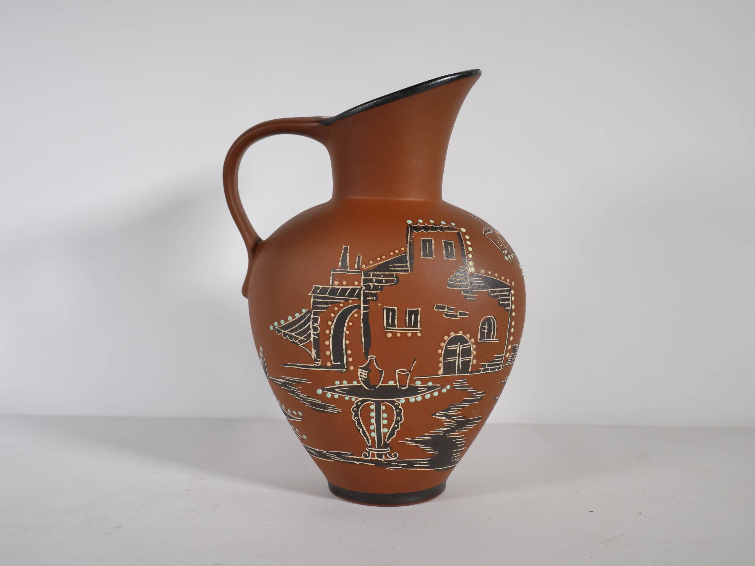 Hand-Painted Mid-Century Ceramic Vase by E. Knopp for Marzi & Remy, 1950s