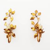 Pair of vintage gilt leaf sconces by Hans Kögl
