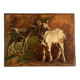 Portrait on the farm goats in the meadow 19th oil on canvas