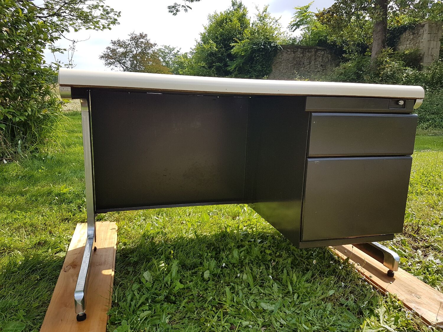 Metal and chrome desk from the 70s