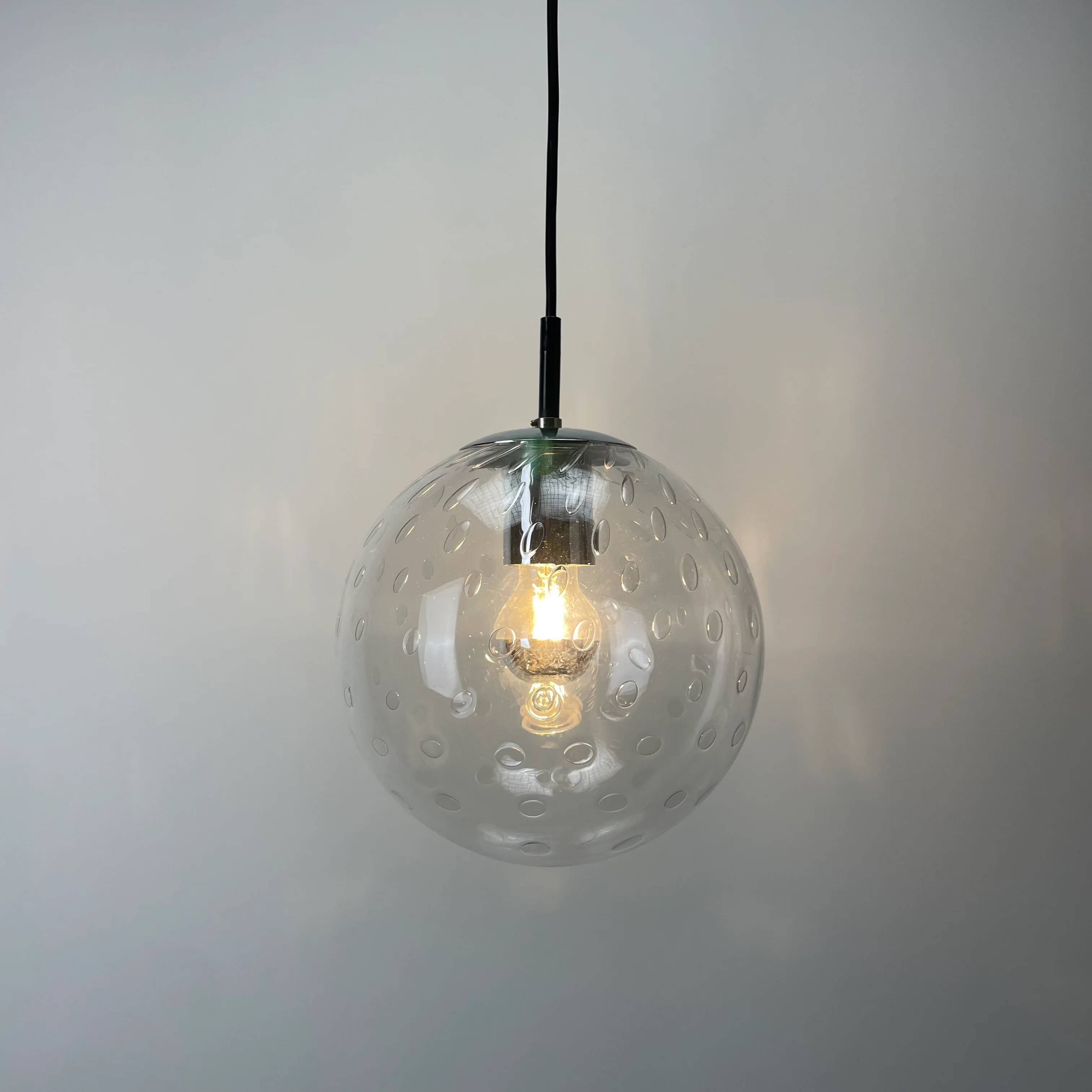 Set of 3 bubble glass pendant lamps by RAAK Amsterdam 1960