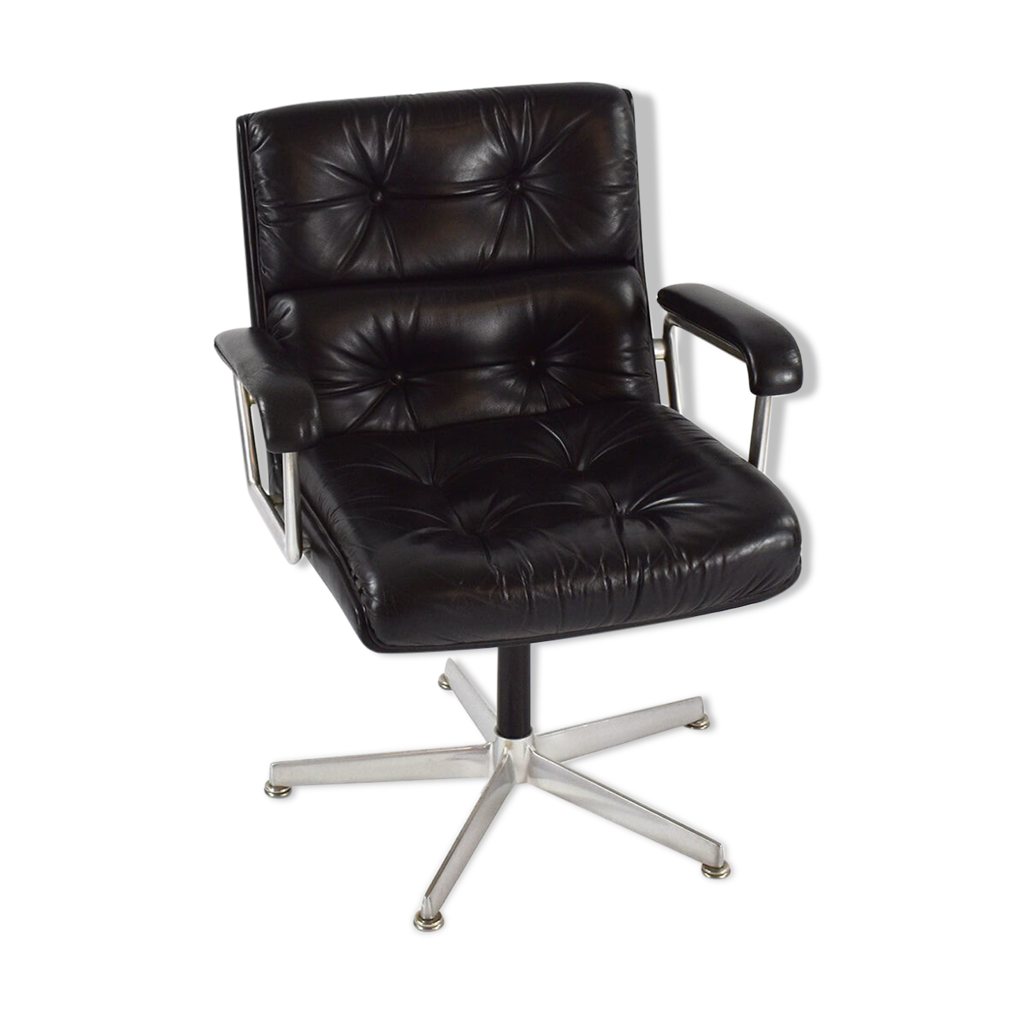 Chaise en cuir des années 1970 par Girsberger Eurochair Mid Century