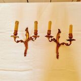 2 french bronze sconces from the beginning of the 20th century in louis xv rocaille style, electrical system