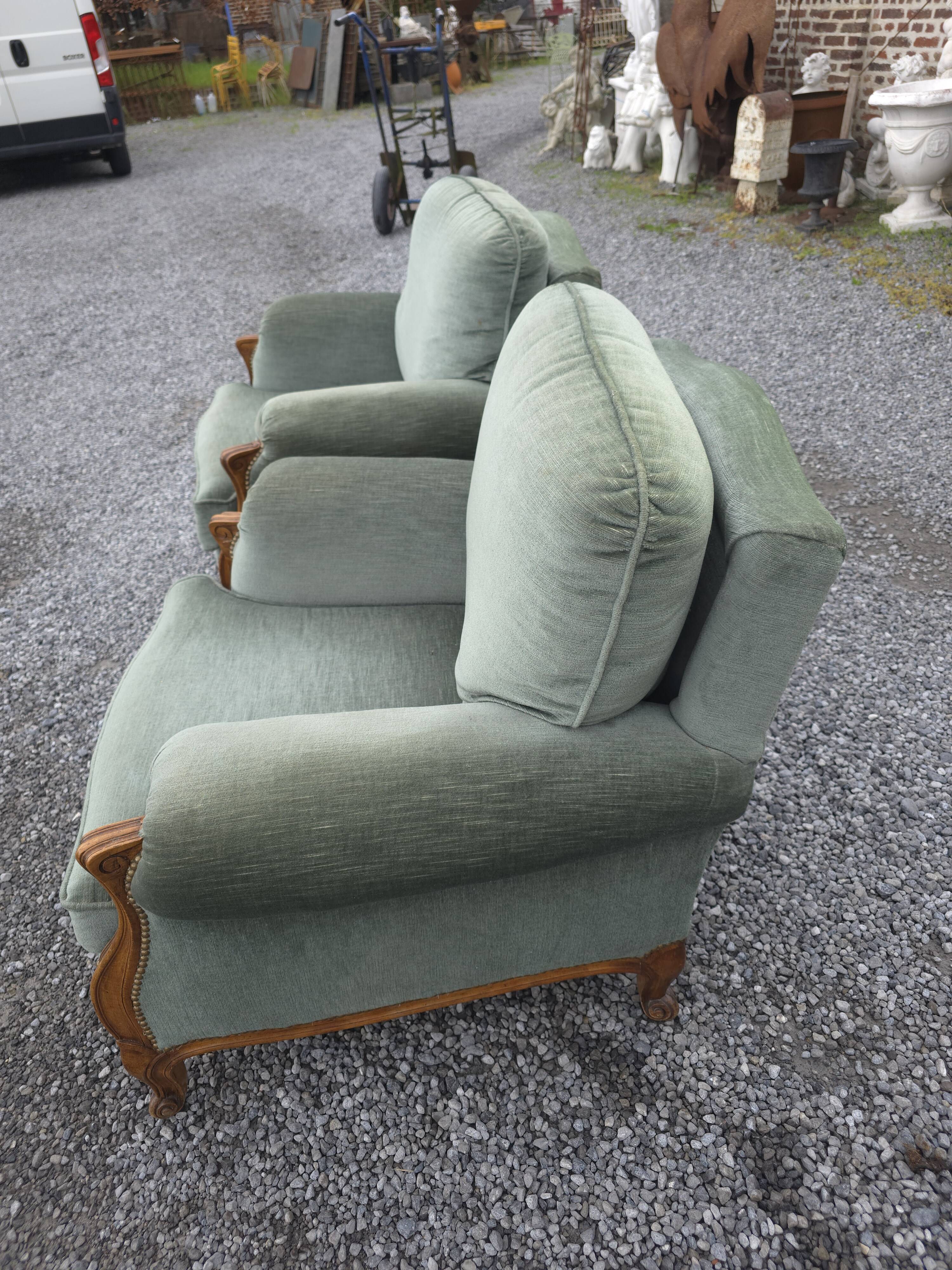 Fauteuils bergère style LOUIS XV en velours