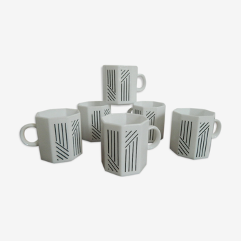 6 tasses à café expresso Octime couleur blanche vintage 70