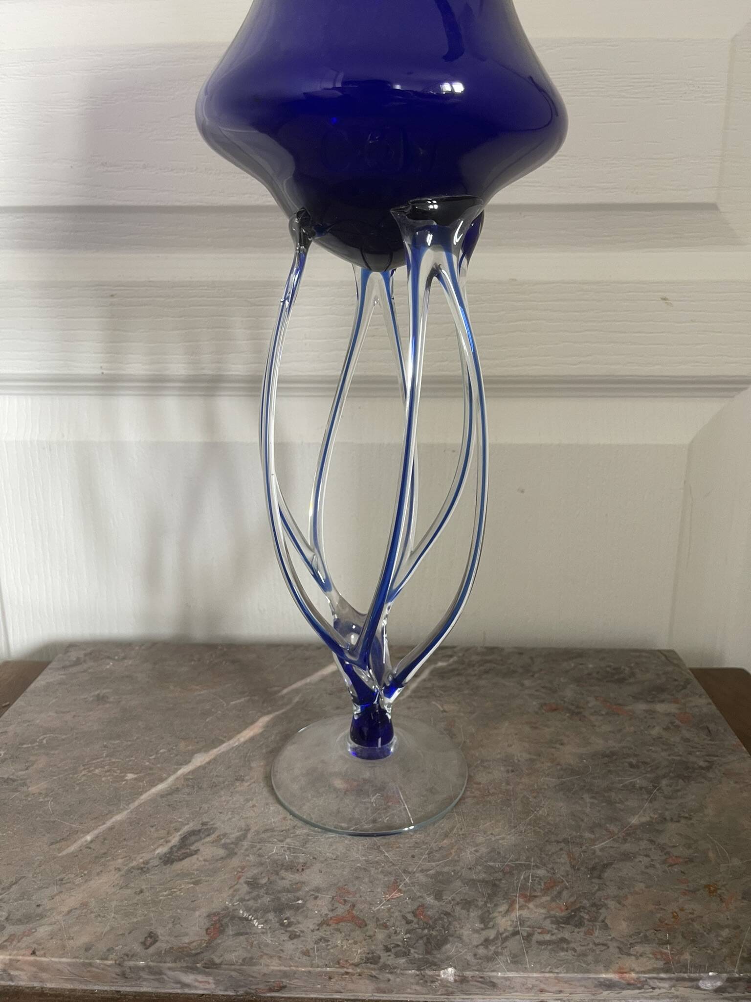 Ancient Medusa Cobalt Blue Cup Vase Jozefina Krosno Octopus Blown Glass