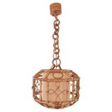 1960s Hand-Crafted Mid-Century Bamboo and Rattan Pendant Lamp, France