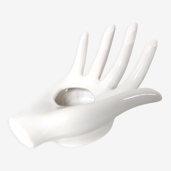 Hand soliflore white ceramic ring