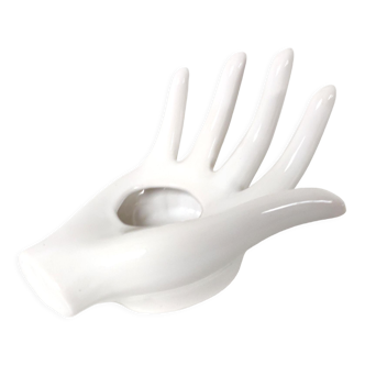 Hand soliflore white ceramic ring