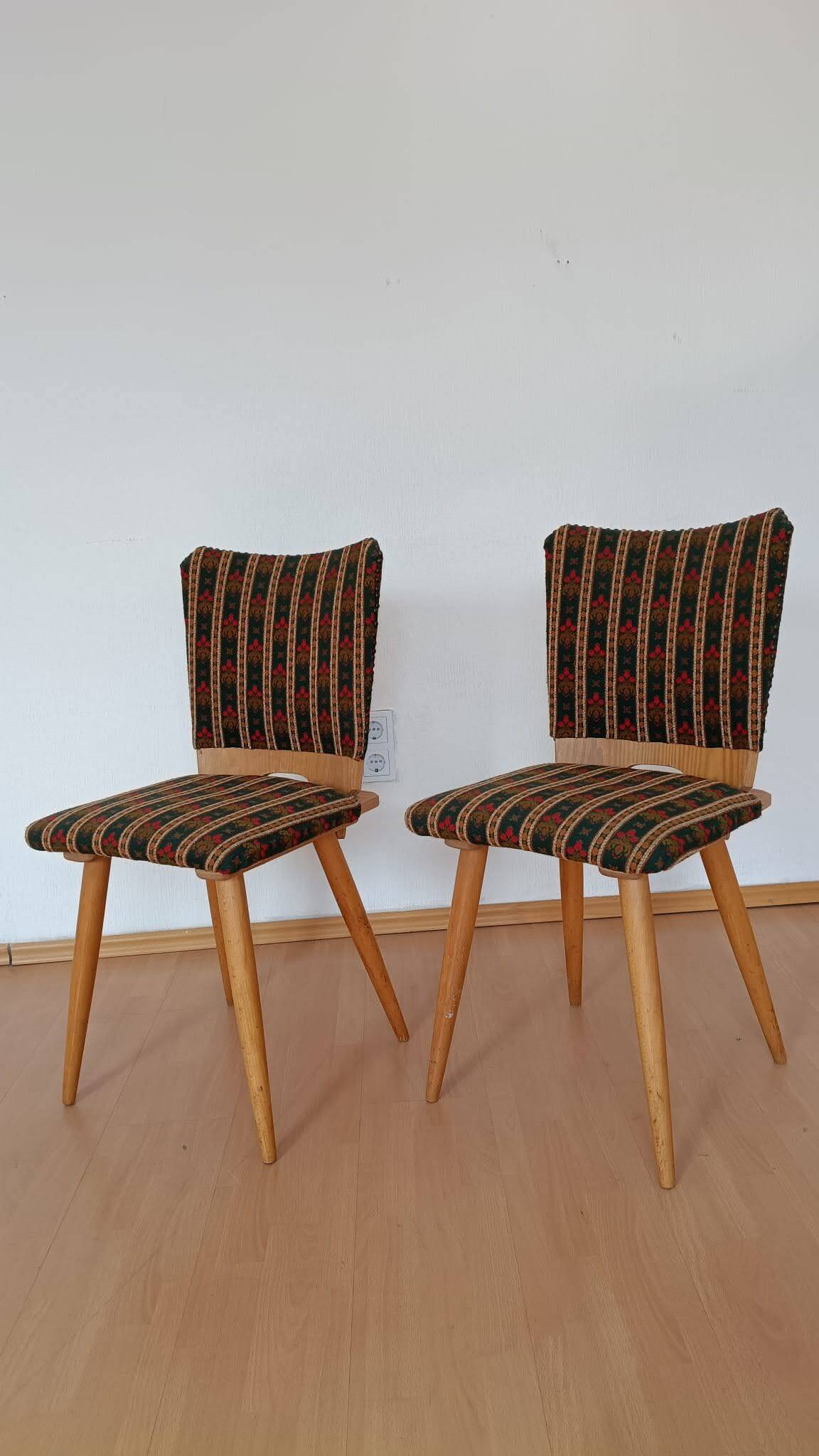 Pair of Modernist Chairs with Compass Legs – 1950s