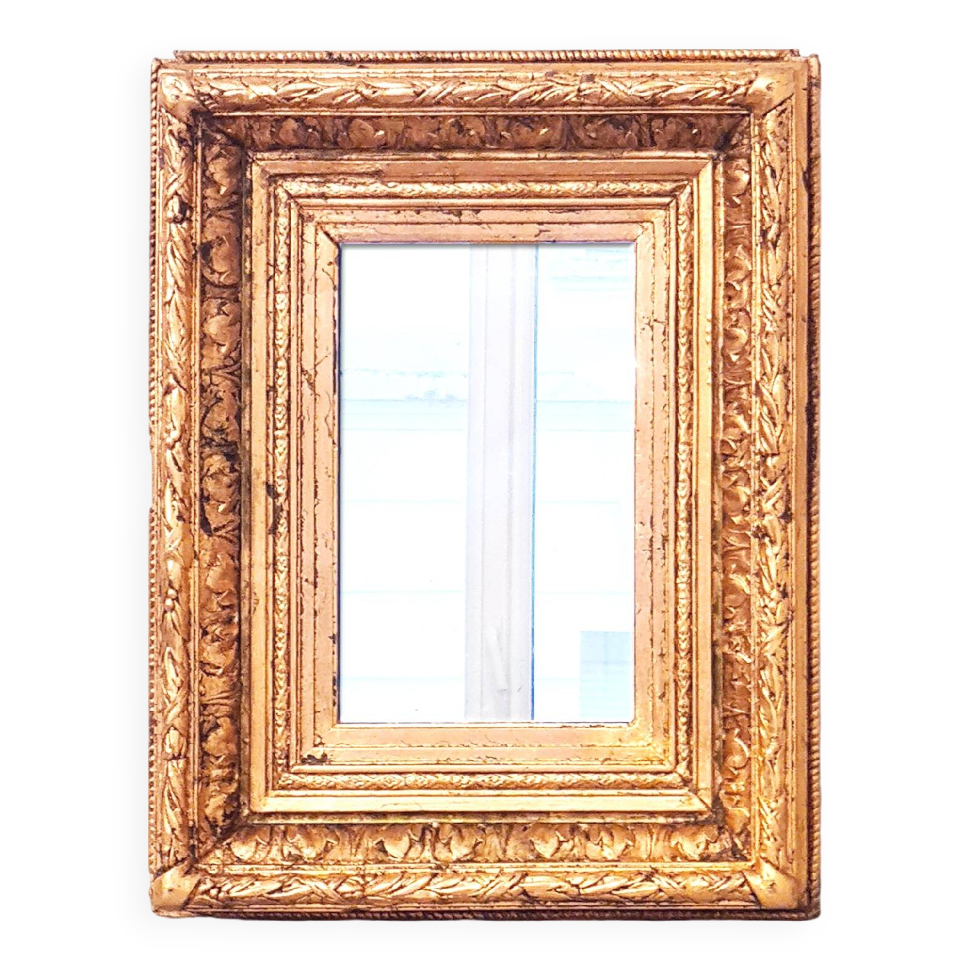 Napoleon III mirror, Wood and stucco, Gilded with copper leaf.