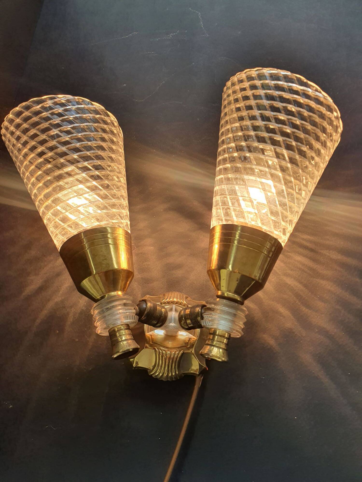 Pair of double light wall sconces from the 1960s.