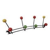 Vintage wall coat rack 8 multi-colored balls