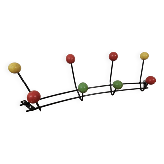 Vintage wall coat rack 8 multi-colored balls