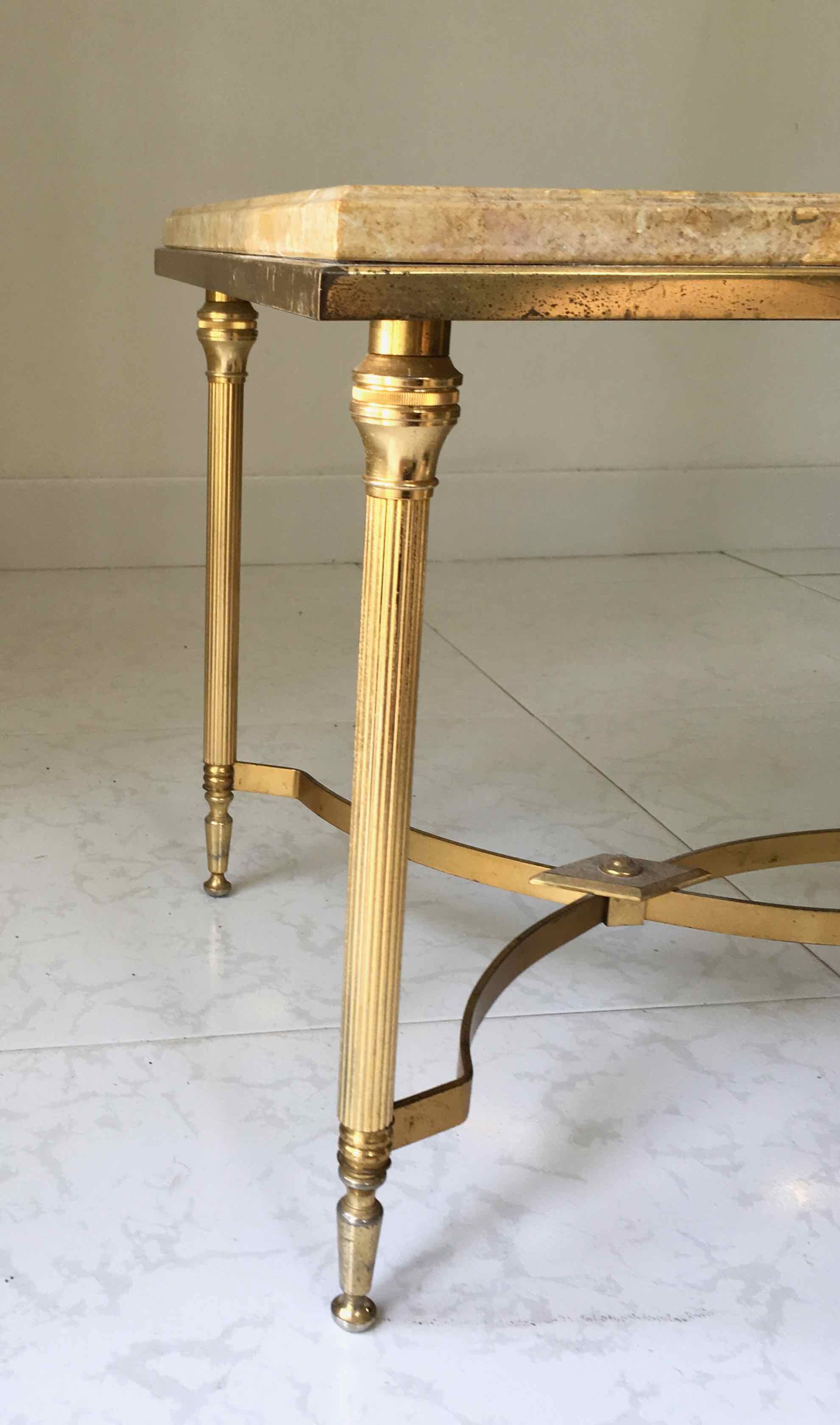 Marble and gilded metal coffee table